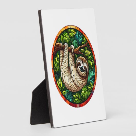 Plaque Photo Cute Sloth Stained Glass Ornament (Côté)