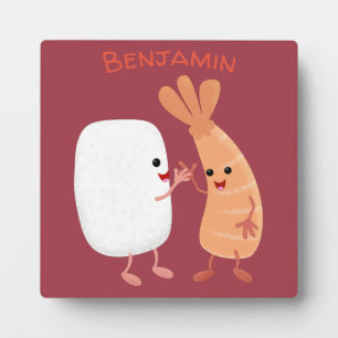 Plaque Photo Cute sushi riz crevettes amis dessin animé
