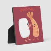 Plaque Photo Cute sushi riz crevettes amis dessin animé (Recto)