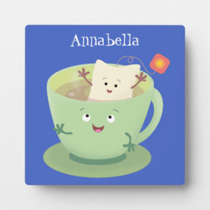 Plaque Photo Cute teabag cup cartoon humor character