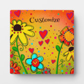 Plaque Photo Cute Whimsical Jaune Fun Floral Customisé (Devant)