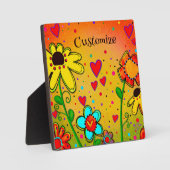 Plaque Photo Cute Whimsical Jaune Fun Floral Customisé (Recto)