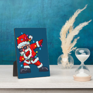 Plaque Photo Dabbing Père Noël Arbre de Noël Lumières Garçons E