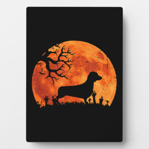 Plaque Photo Dachshund Chien Et Lune Drôle Costume Halloween