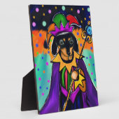 PLAQUE PHOTO DACHSHUND MARDI GRAS (Côté)