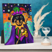 PLAQUE PHOTO DACHSHUND MARDI GRAS (Côté)