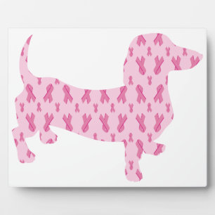 Plaque Photo Dachshund Pink Ribbon for Cancer