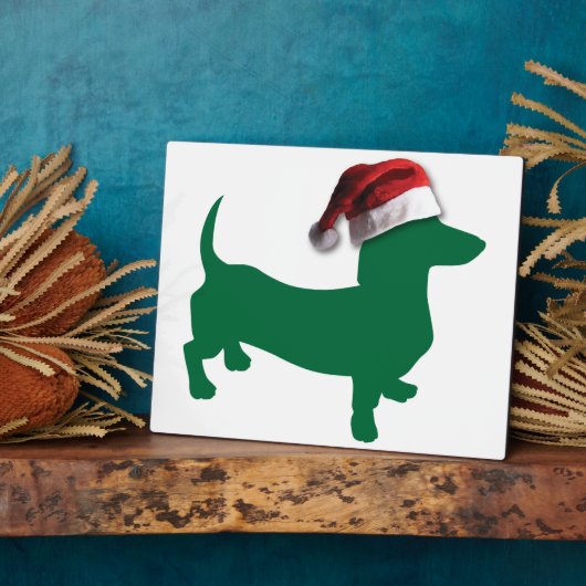 Plaque Photo Dachshund vert de Noël (Côté)