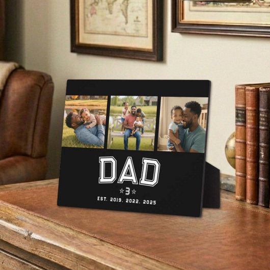 Plaque Photo Dad Established Classic Bold White Black 3 Photo