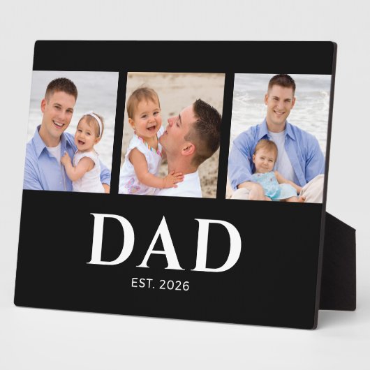 Plaque Photo Dad Established Modern Black 3 Photo (Côté)