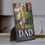 Plaque Photo DAD Nous vous aimons Photo Collage Rustique modern<br><div class="desc">Plaque de collage photo de famille rustique moderne pour le meilleur père jamais. Un doux saké pour la Fête des pères avec une typographie serif moderne sur un arrière - plan imprimé en bois foncé.</div>
