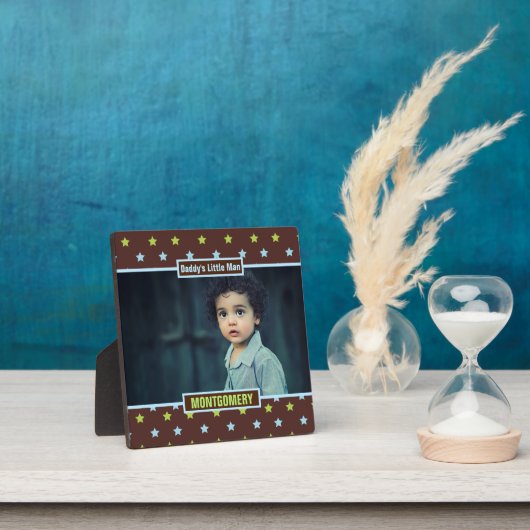 Plaque Photo Daddy Little Man Stars Brown et garçons Photo (Insitu)