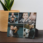 Plaque Photo Daddy Script | Happy Fathers Day 4 Photo Collage<br><div class="desc">Send a beautiful personalized father's day gift to your dad that he'll cherish forever. Special personalized father's day family photo collage to display your special family photos and memories. Our design features a simple 4 photo collage grid design with "Daddy" designed in a beautiful handwritten white script style. Customize with...</div>