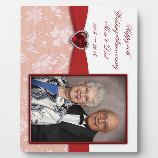 Plaque photo Damask 40th Mariage Anniversary (Devant)