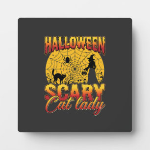 Plaque Photo Dame Chat Effrayante Halloween Sorcière Toile d'Ar