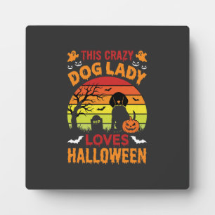 Plaque Photo Dame Chien Fou Aime Halloween Design Vintage