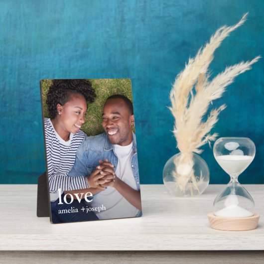 Plaque photo d'amour minimal avec noms (Côté)
