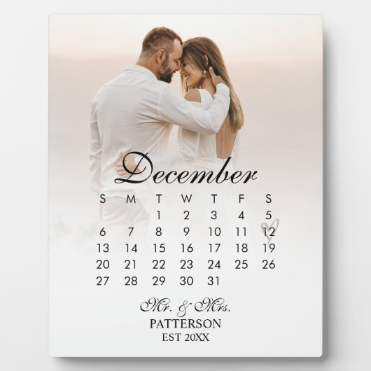 Plaque Photo Date Mariage simple et moderne (Devant)