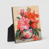 Plaque Photo De Belles Fleurs Hibiscus, Roses/Rouges, (Recto)