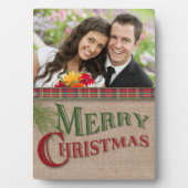 Plaque photo de Noël Burlap et Red Plaid (Devant)