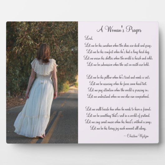 Plaque photo de prière personnalisée pour une femm (Devant)