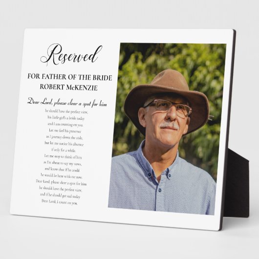 Plaque Photo Dear Lord Father of Bride Photo Memorial Wedding (Côté)