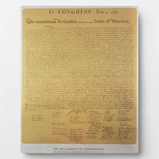 Plaque Photo Déclaration d'indépendance (Devant)