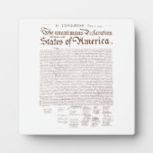 Plaque Photo Déclaration d'indépendance des États-Unis (Devant)