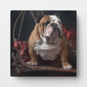 Plaque Photo Décor de Noël Bulldog Snowy Sleigh (Devant)