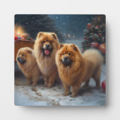 Plaque Photo Décor de Noël Chow Chow Snowy Sleigh (Devant)