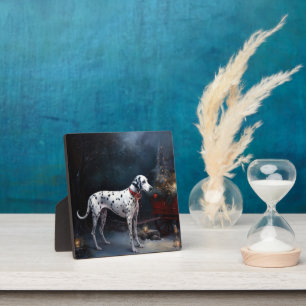 Plaque Photo Décor de Noël Dalmatien Snowy