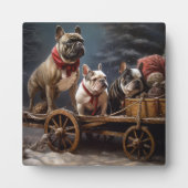 Plaque Photo Décor de Noël de Bulldog Snowy Sleigh (Devant)