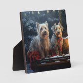 Plaque Photo Décor de Noël de Terrier australien Snowy Sleigh (Recto)