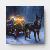 Plaque Photo Décor de Noël Kelpie Snowy Sleigh (Devant)