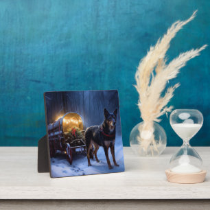 Plaque Photo Décor de Noël Kelpie Snowy Sleigh