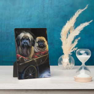 Plaque Photo Décor de Noël Pekingese Snowy Sleigh