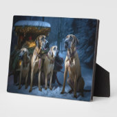 Plaque Photo Décor de Noël Rhodesian Ridgeback Snowy Sleigh (Côté)