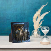 Plaque Photo Décor de Noël Rhodesian Ridgeback Snowy Sleigh (Insitu)