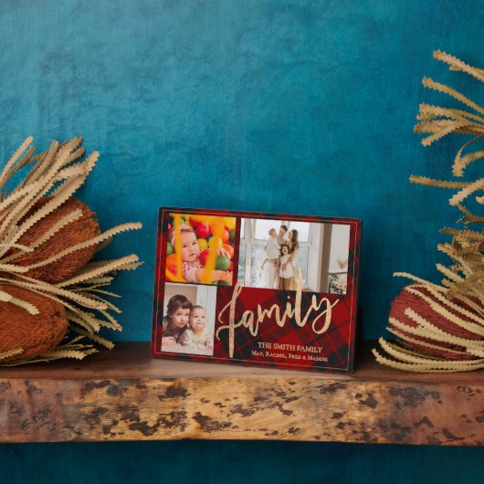 Plaque Photo Décor de vacances Rustique Rouge Plaid Photo de fa (Côté)