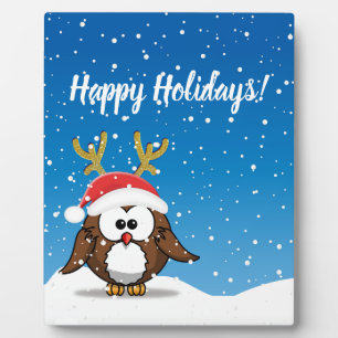 Plaque Photo Deer Père Noël Owl