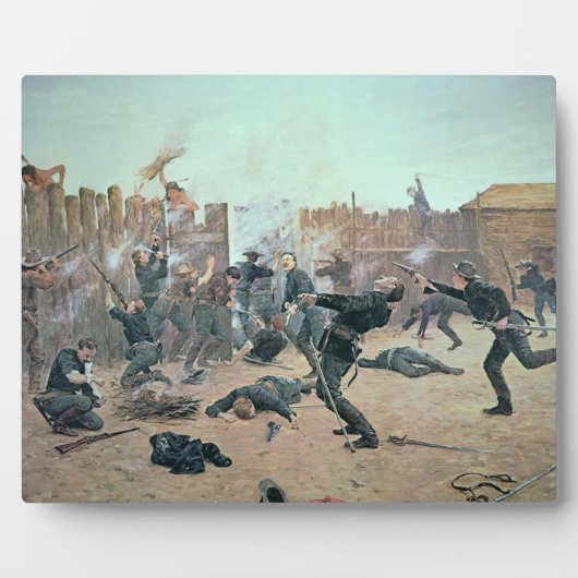 Plaque Photo Defending the Fort : Indians attaque U.S. Cavalry (Devant)