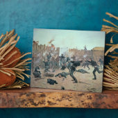 Plaque Photo Defending the Fort : Indians attaque U.S. Cavalry (Côté)