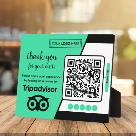 Plaque Photo Demande d'avis TripAdvisor avec logo et code QR