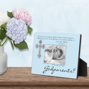 Plaque Photo Demande de Parrainage Marraine Proposition Bleue P