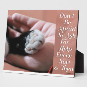 Plaque Photo Demander De L'Aide Encouragement Chat Slogan