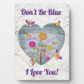 Plaque Photo Denim Pocket Fleurs cardiaques Papillons (Devant)