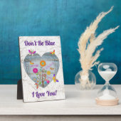 Plaque Photo Denim Pocket Fleurs cardiaques Papillons (Côté)