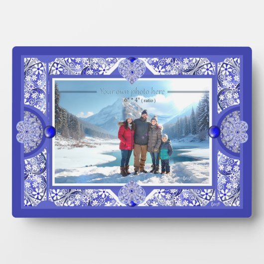 Plaque Photo Dentelle en céramique Bleu de Grèce (Devant)