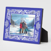 Plaque Photo Dentelle en céramique Bleu de Grèce (Côté)