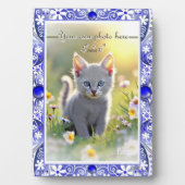 Plaque Photo Dentelle en céramique Bleu de Grèce (Devant)